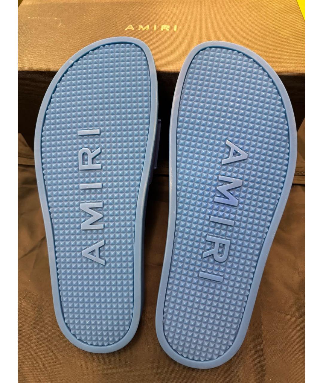 AMIRI Голубые резиновые шлепанцы, фото 4