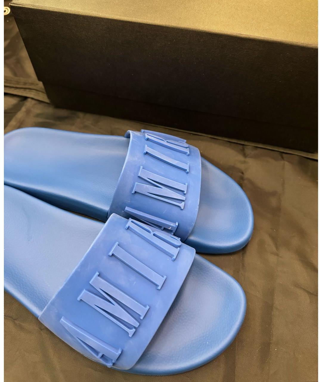 AMIRI Голубые резиновые шлепанцы, фото 3