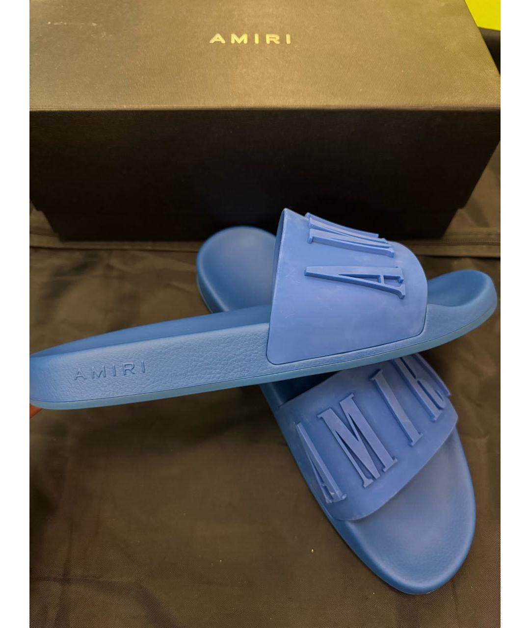 AMIRI Голубые резиновые шлепанцы, фото 8