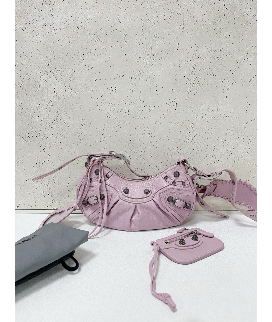 BALENCIAGA Розовая кожаная сумка через плечо, фото 7