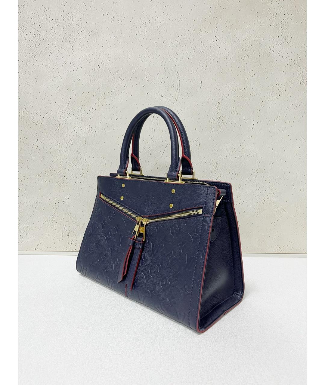 LOUIS VUITTON Темно-синяя кожаная сумка с короткими ручками, фото 4
