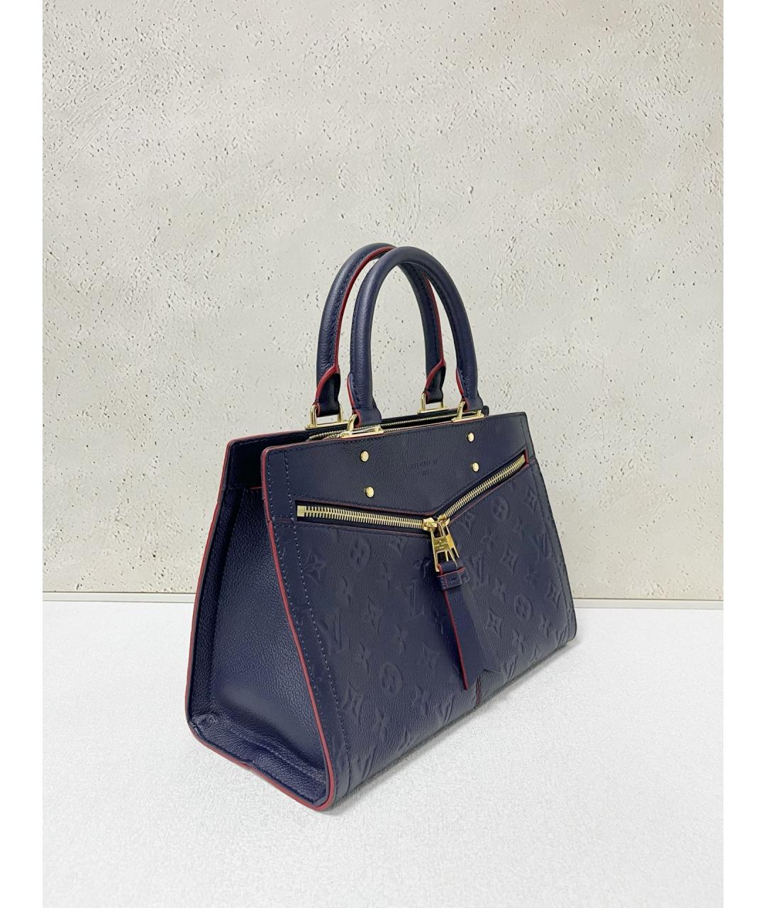 LOUIS VUITTON Темно-синяя кожаная сумка с короткими ручками, фото 3