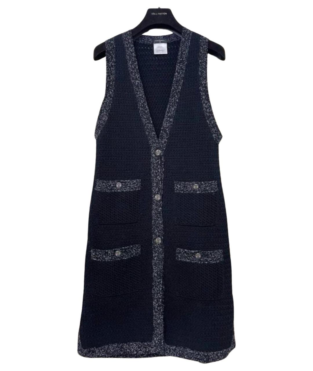 CHANEL Темно-синяя твидовая жилетка, фото 1