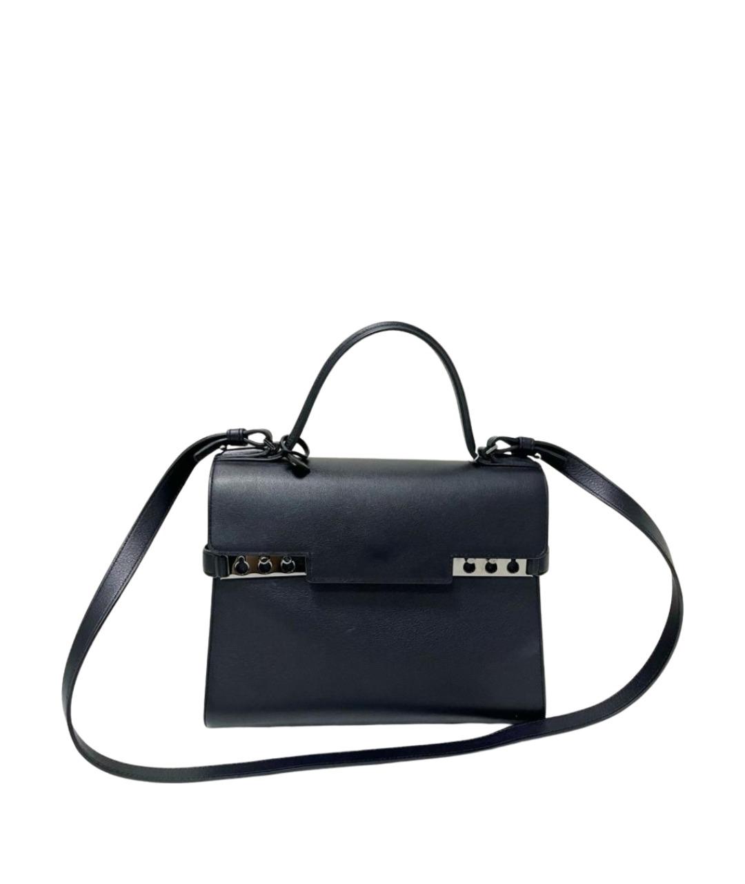 DELVAUX Черная кожаная сумка с короткими ручками, фото 1