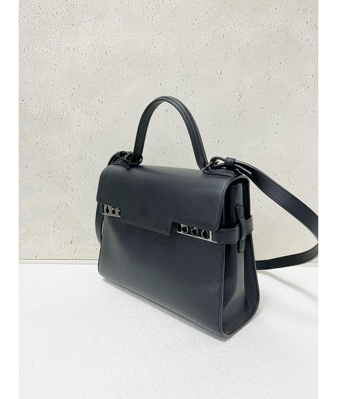 DELVAUX Черная кожаная сумка с короткими ручками, фото 4