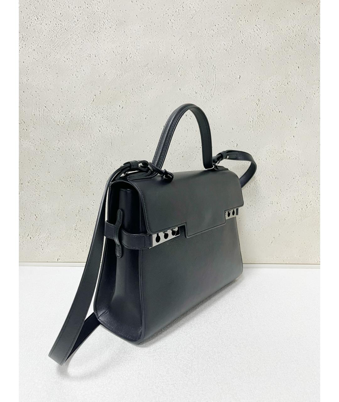 DELVAUX Черная кожаная сумка с короткими ручками, фото 3