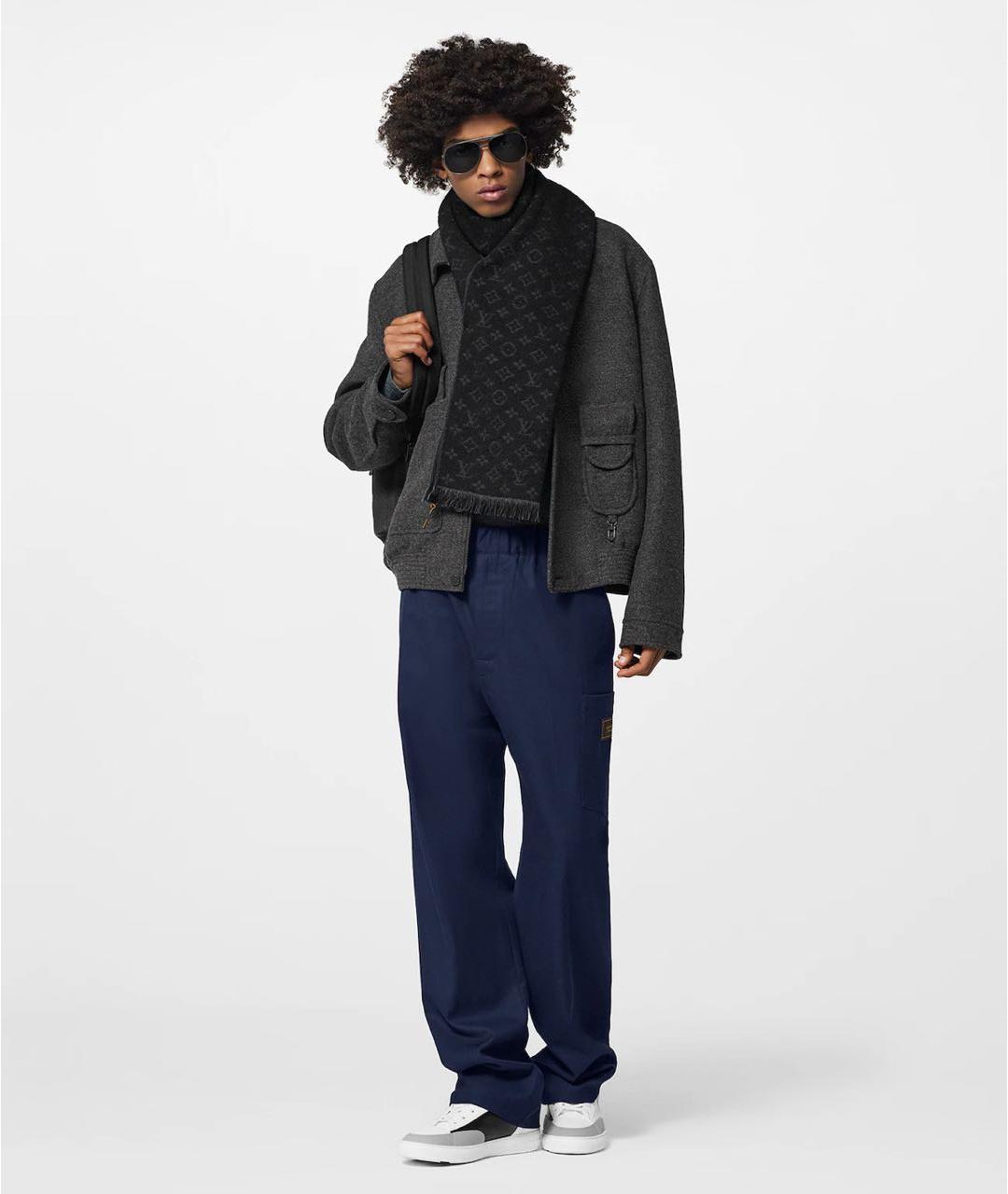 LOUIS VUITTON Черный шерстяной шарф, фото 5