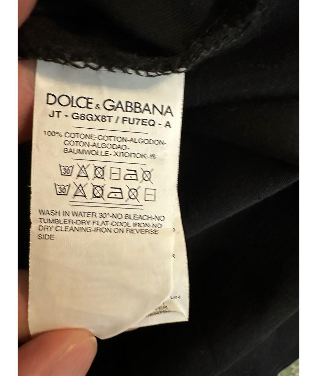 DOLCE&GABBANA Черная хлопковая футболка, фото 6