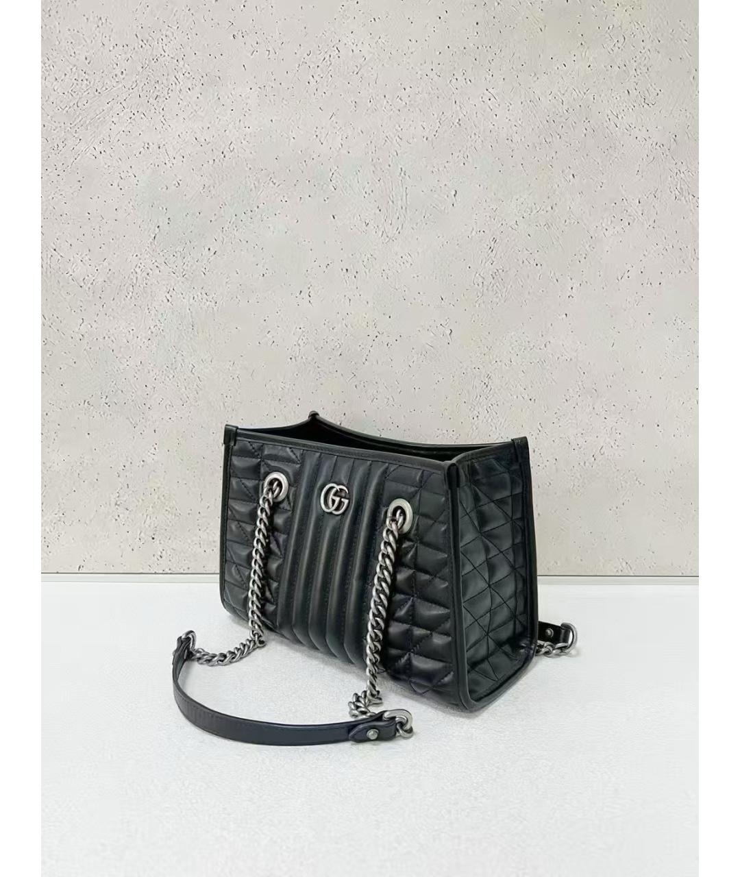 GUCCI Черная кожаная сумка тоут, фото 4