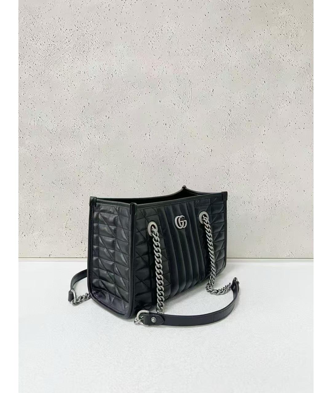 GUCCI Черная кожаная сумка тоут, фото 3
