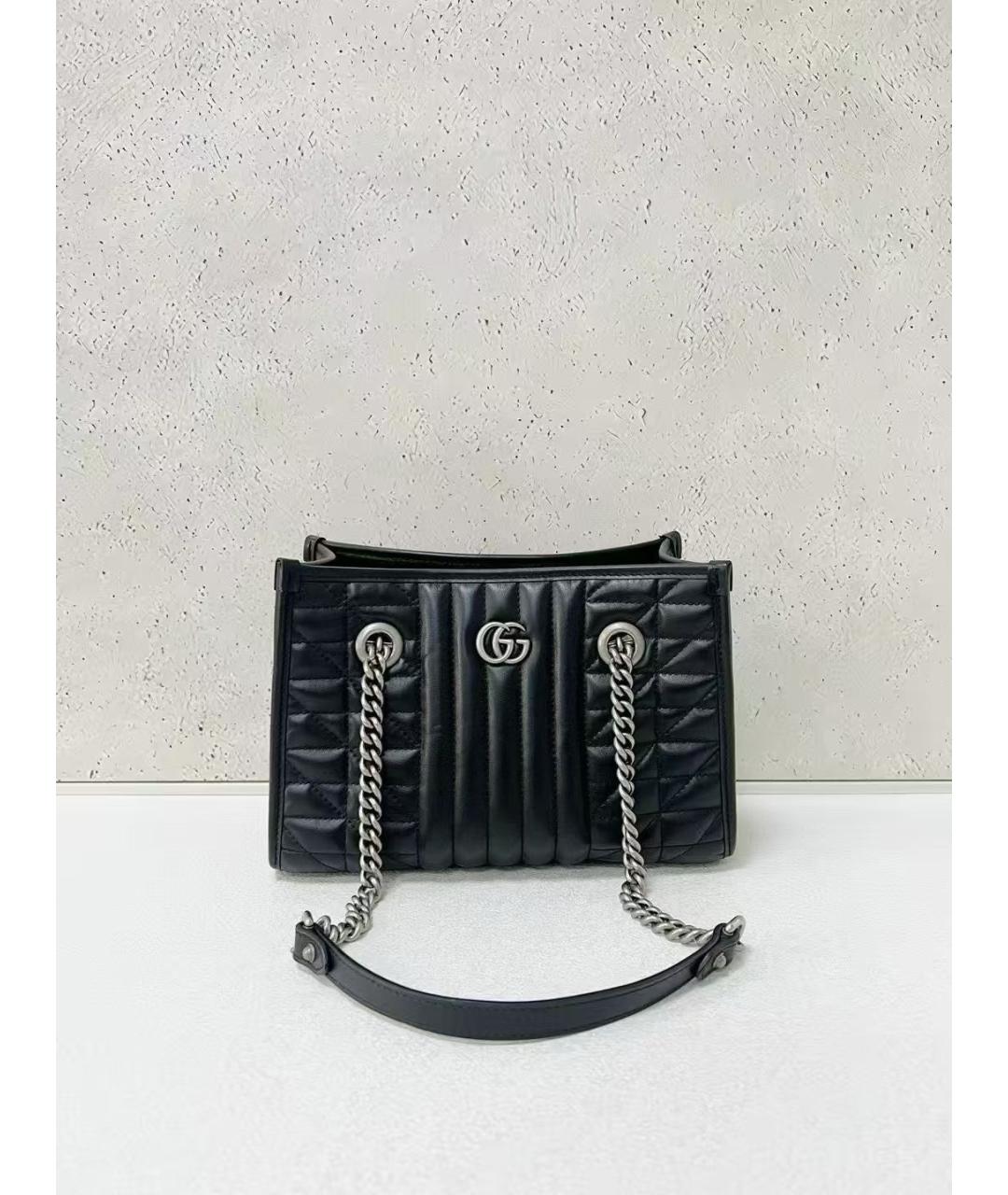 GUCCI Черная кожаная сумка тоут, фото 7