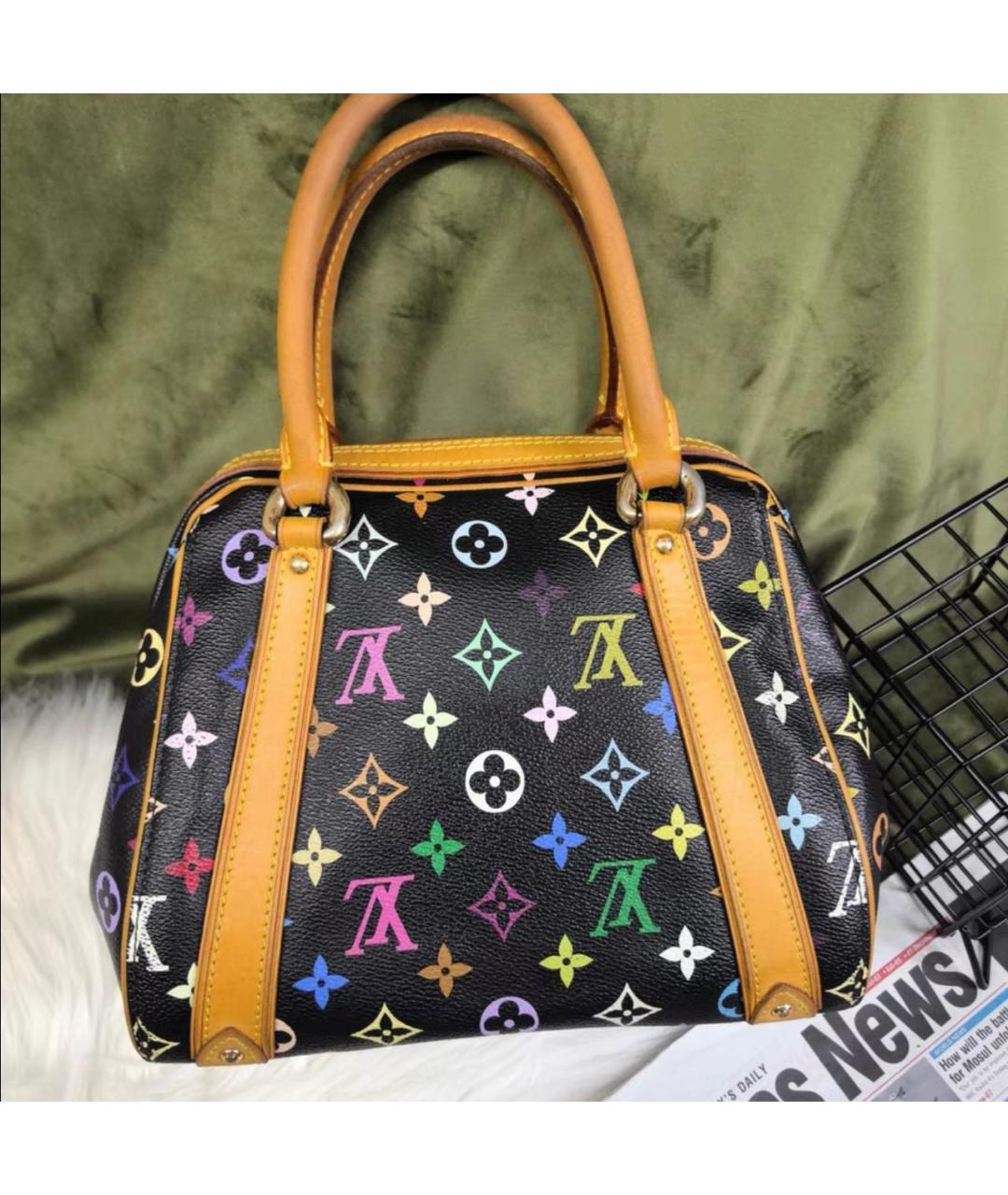 LOUIS VUITTON Черная кожаная сумка с короткими ручками, фото 2