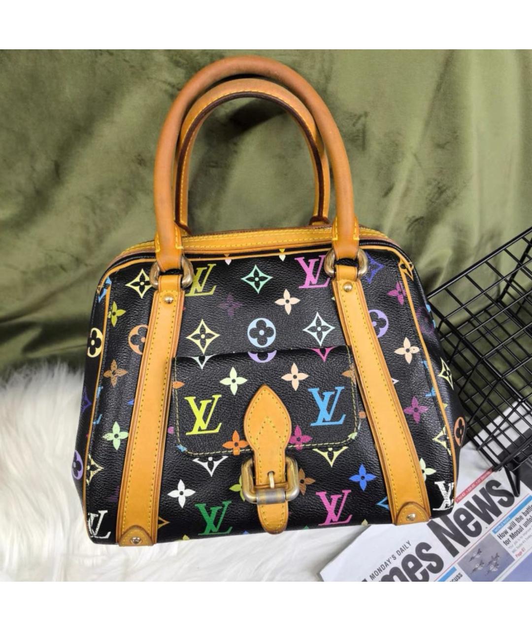 LOUIS VUITTON Черная кожаная сумка с короткими ручками, фото 9