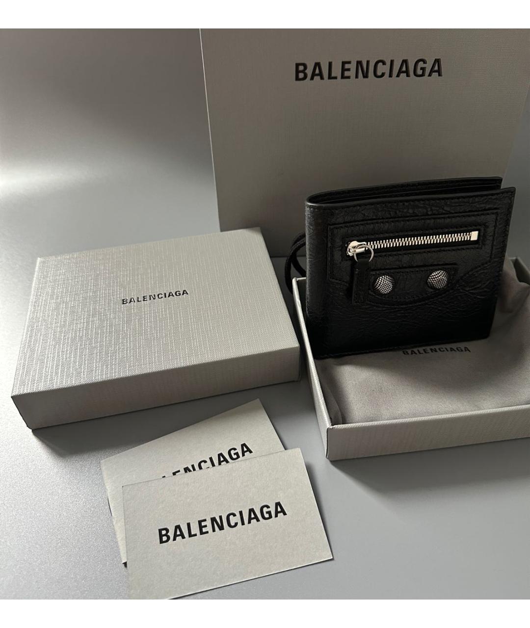 BALENCIAGA Черный кожаный кошелек, фото 7