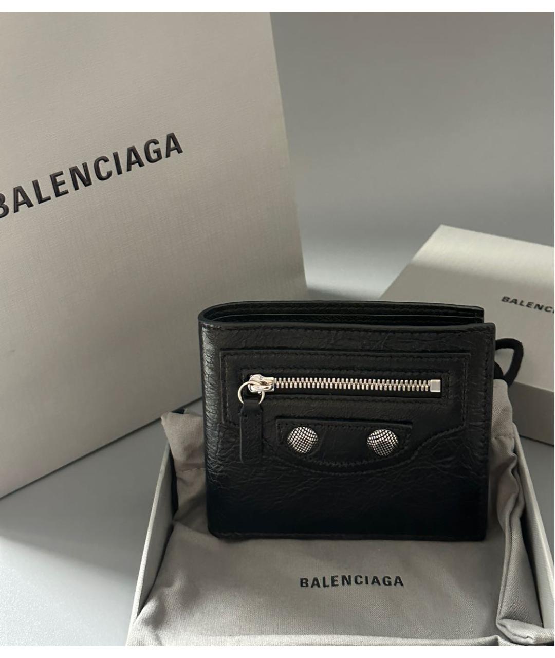 BALENCIAGA Черный кожаный кошелек, фото 2