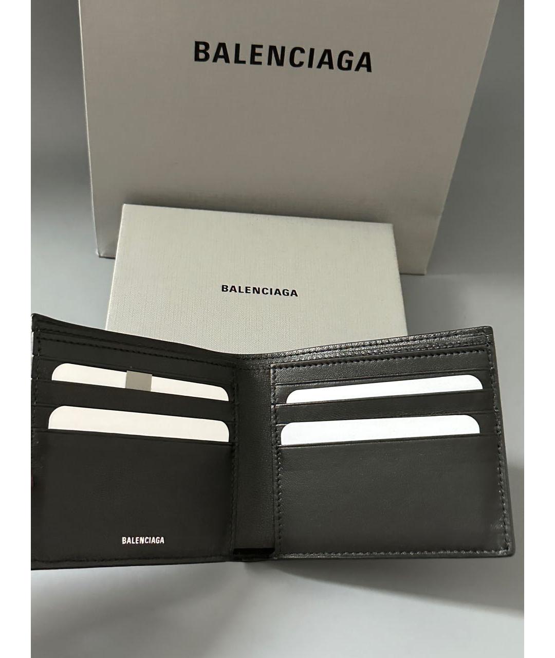 BALENCIAGA Черный кожаный кошелек, фото 8