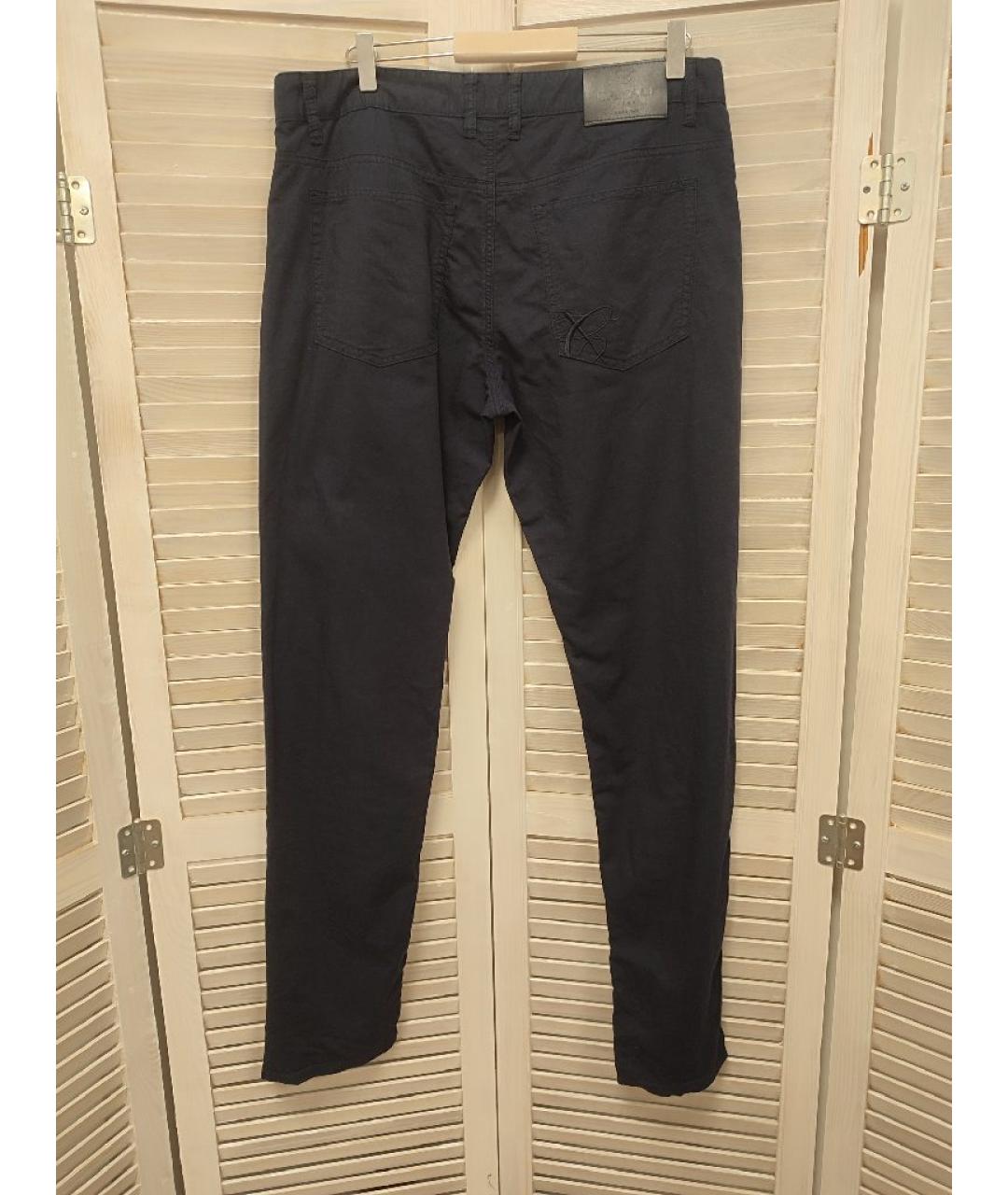 CANALI Темно-синие льняные повседневные брюки, фото 2