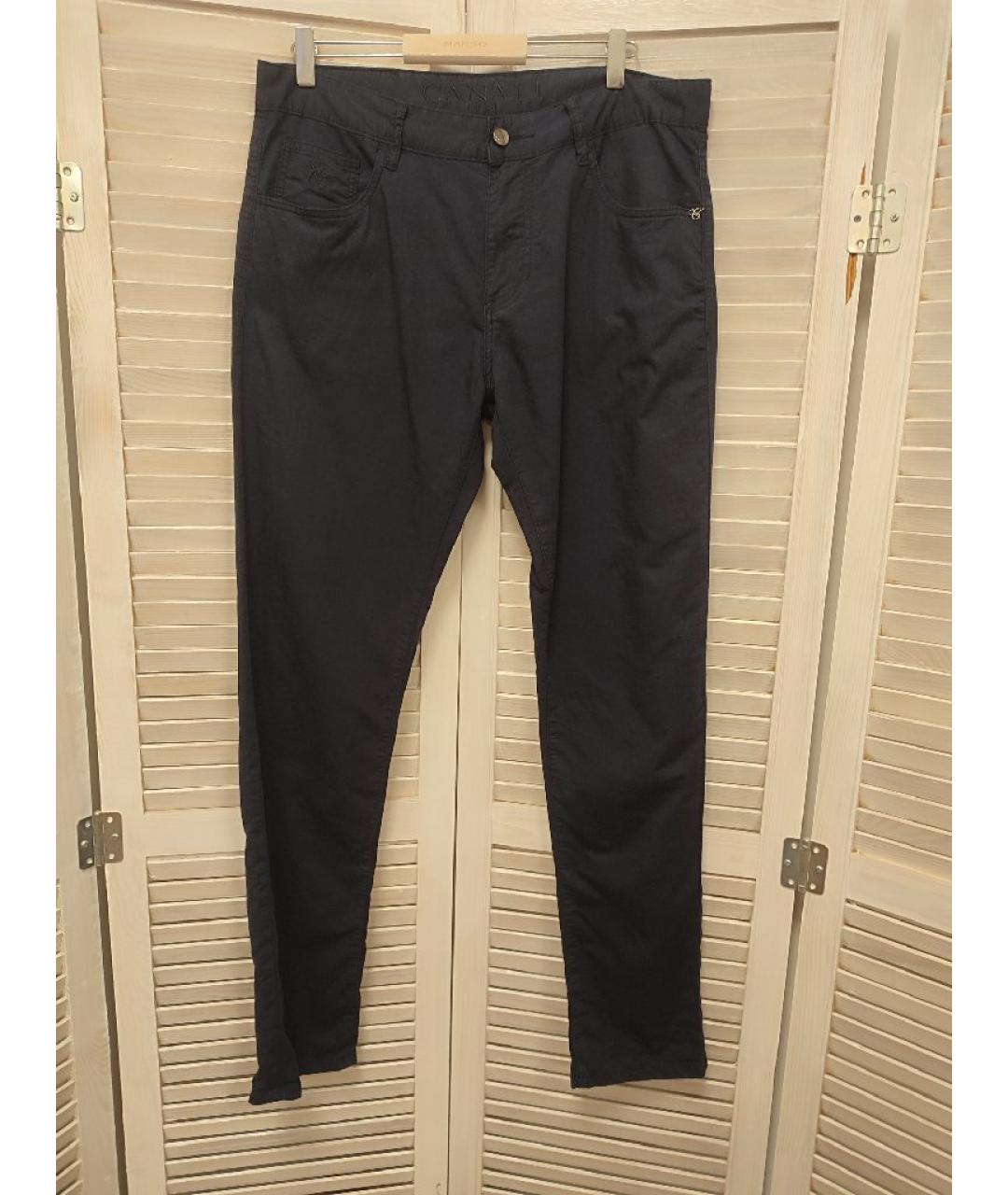CANALI Темно-синие льняные повседневные брюки, фото 10