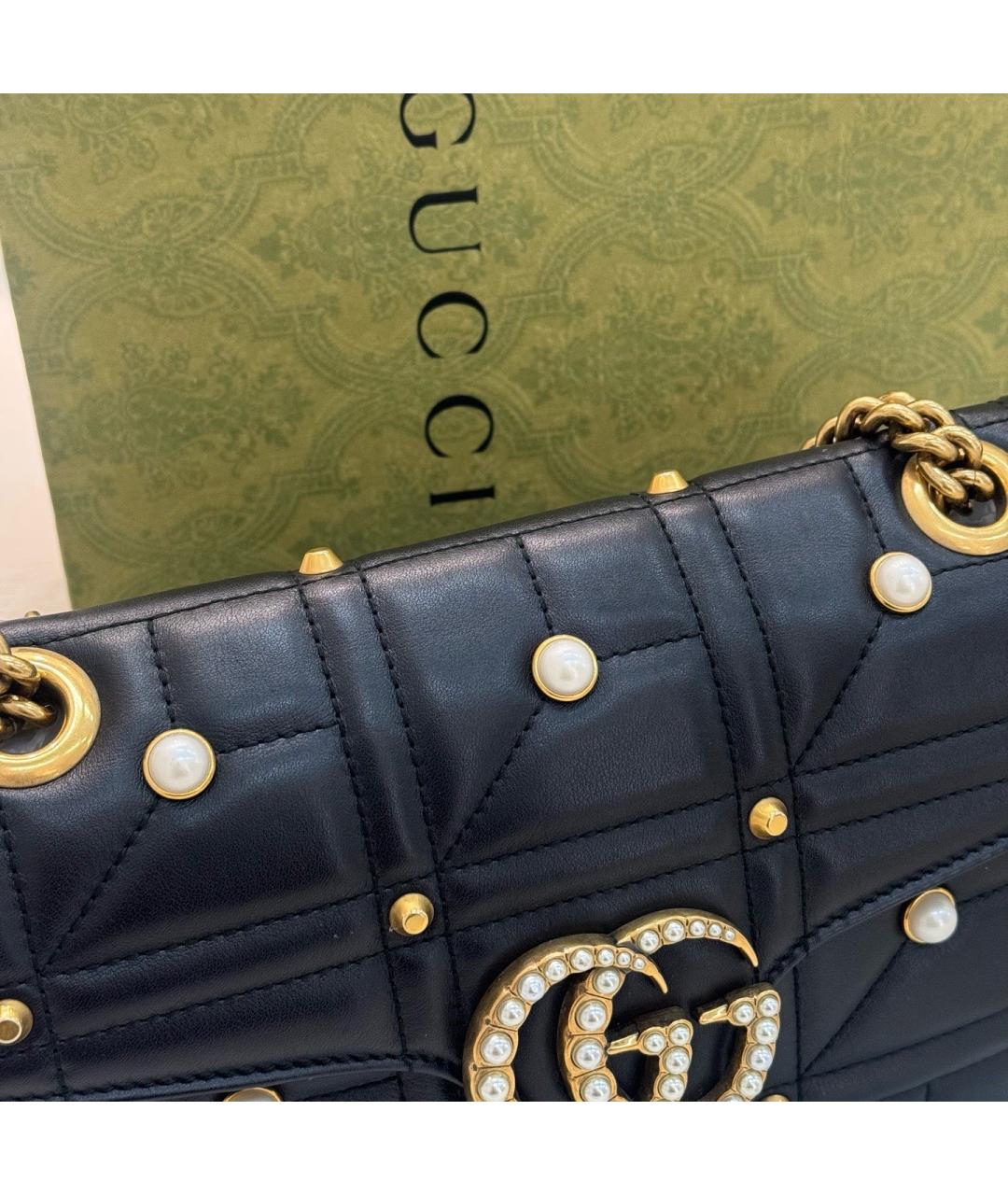 GUCCI Черная кожаная сумка через плечо, фото 5