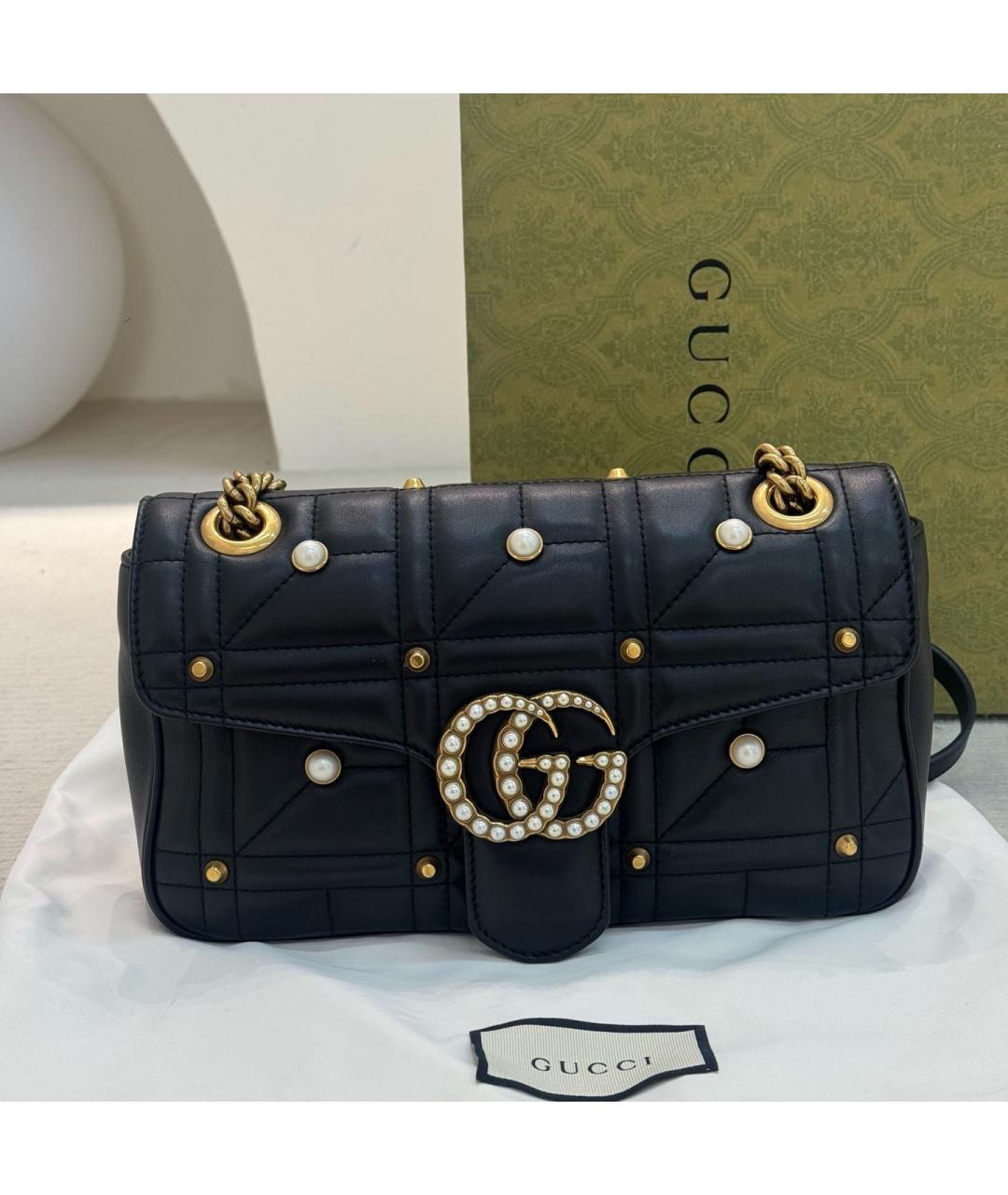 GUCCI Черная кожаная сумка через плечо, фото 9