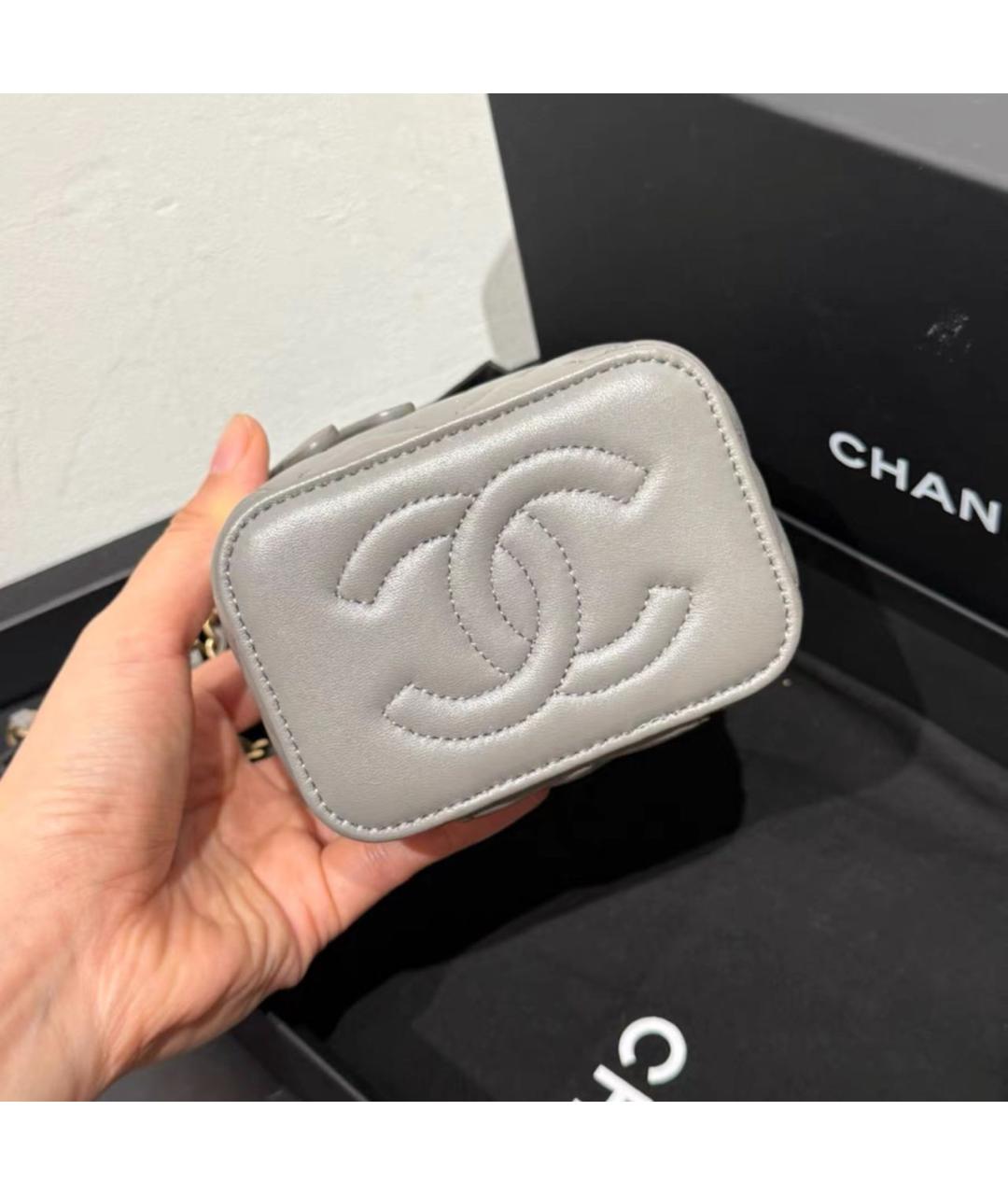 CHANEL Серая кожаная сумка через плечо, фото 4