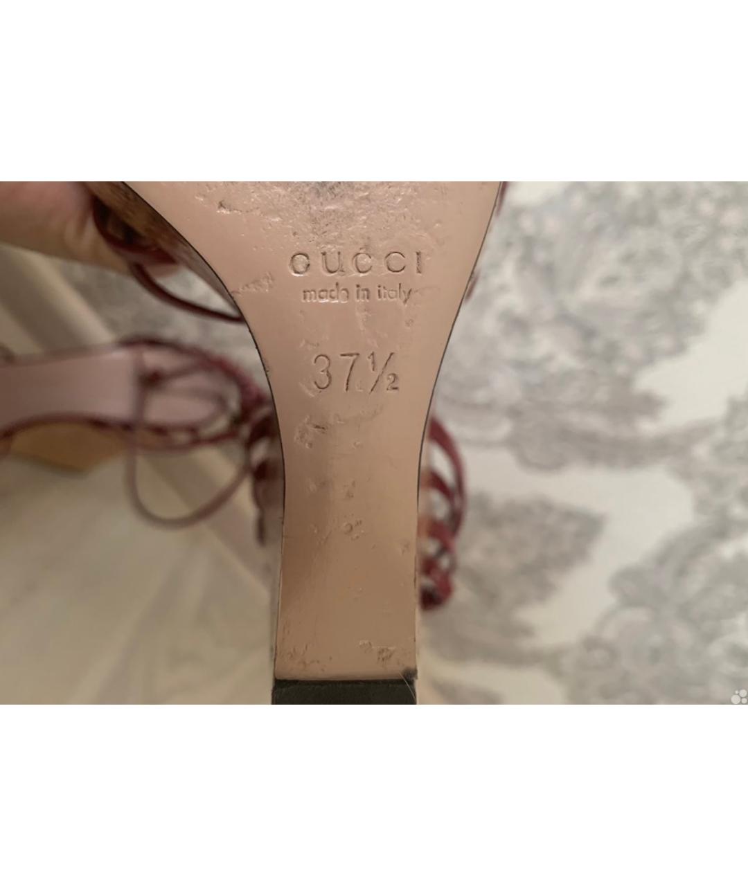 GUCCI Бордовые босоножки, фото 4