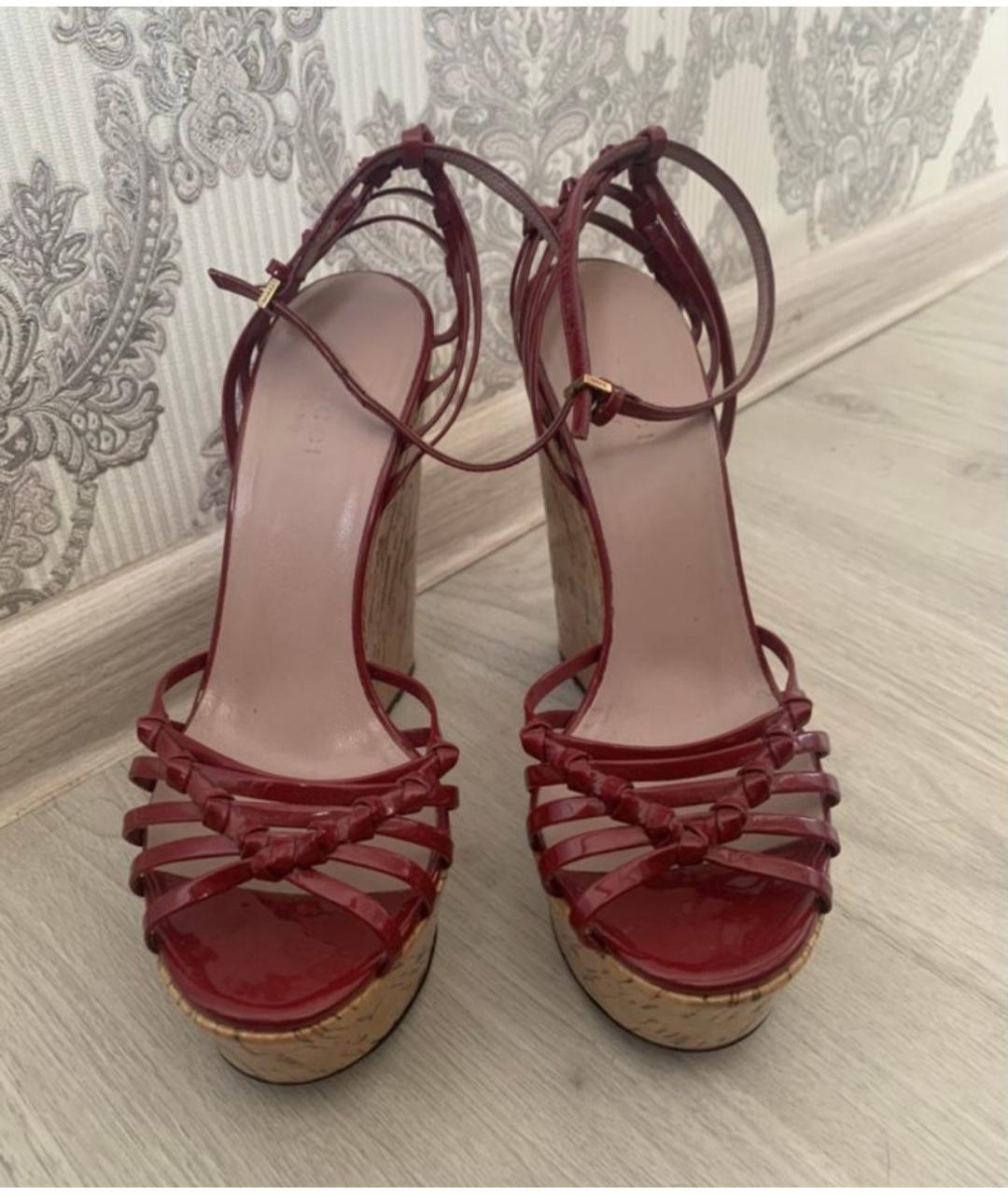 GUCCI Бордовые босоножки, фото 2