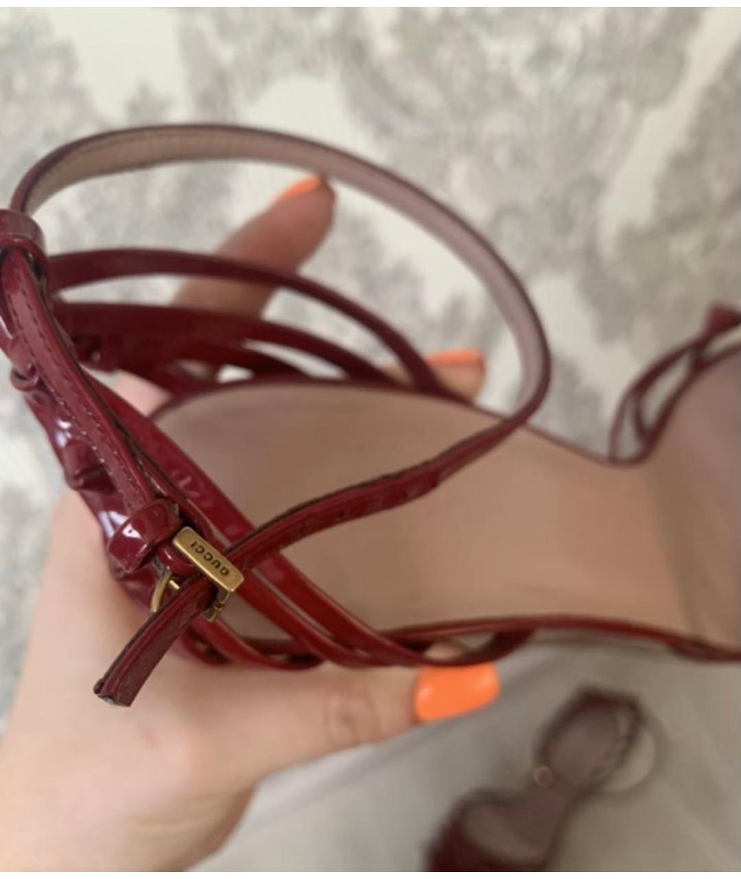 GUCCI Бордовые босоножки, фото 5
