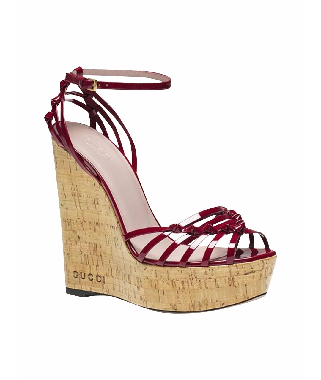 GUCCI Бордовые босоножки, фото 1