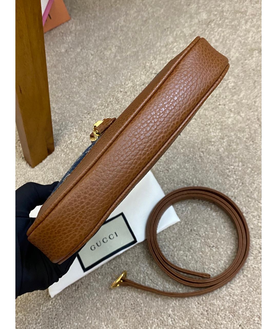 GUCCI Голубая деним сумка с короткими ручками, фото 5