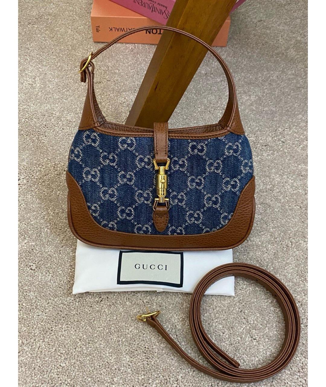 GUCCI Голубая деним сумка с короткими ручками, фото 9