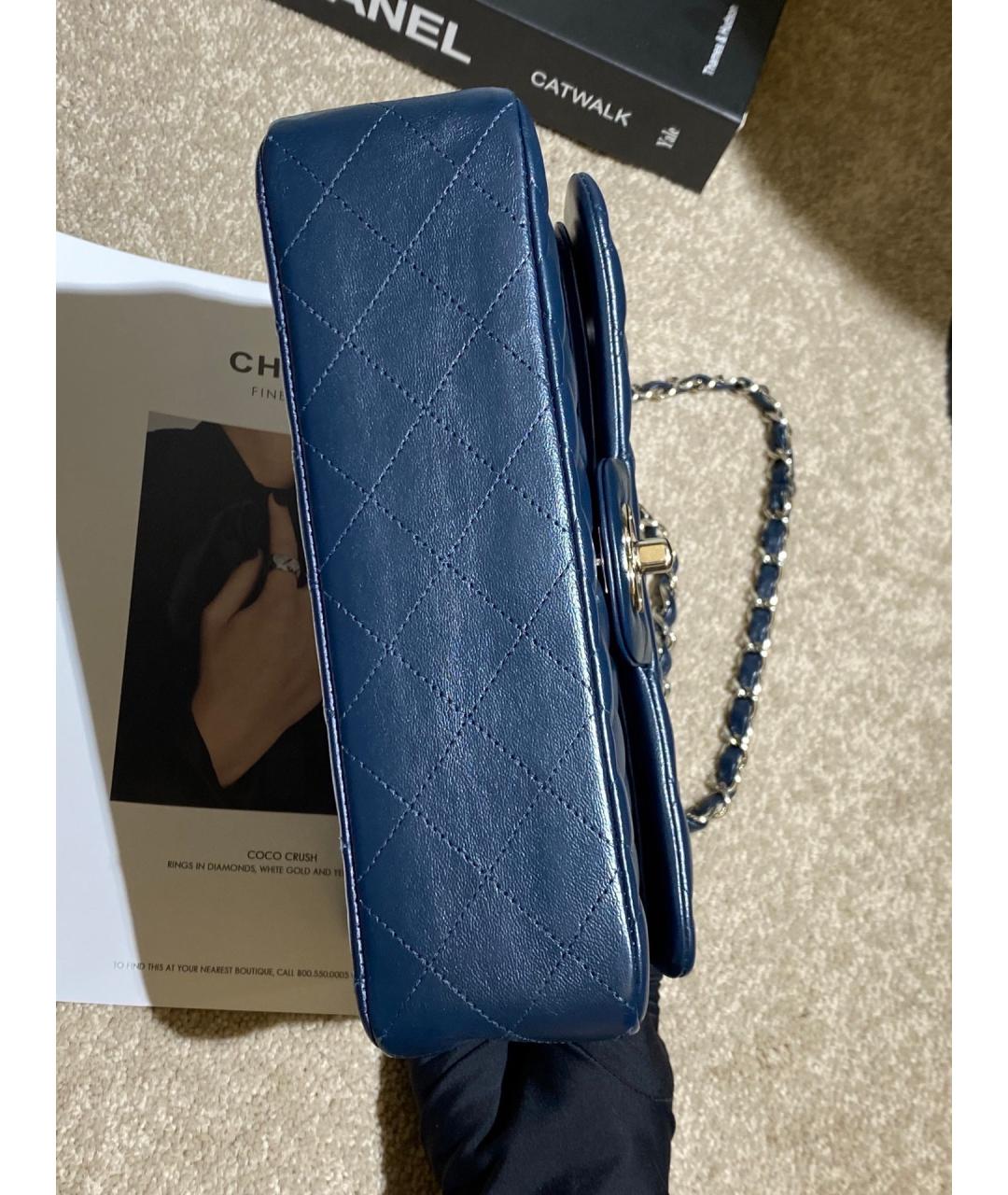 CHANEL Голубая кожаная сумка через плечо, фото 5