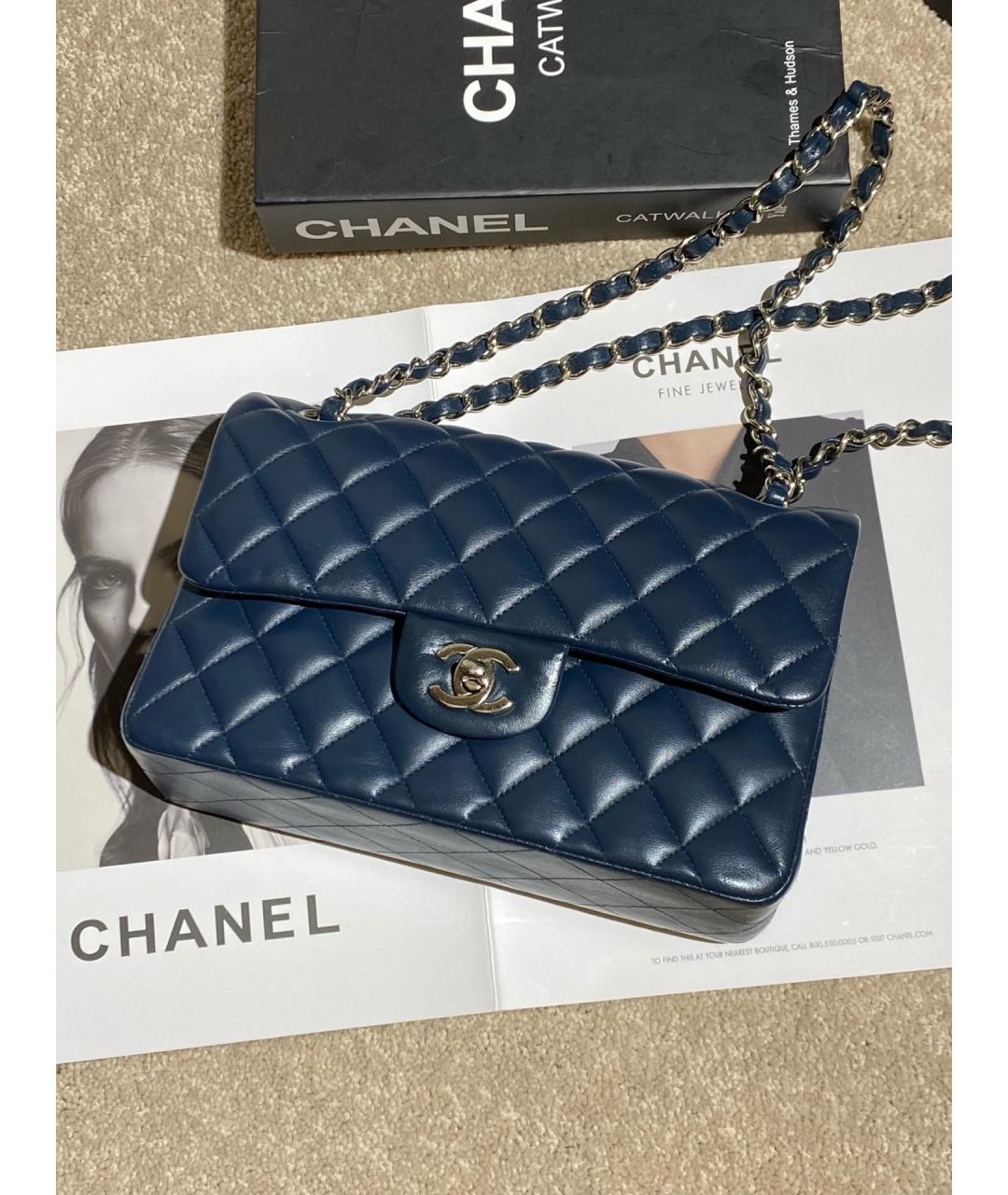 CHANEL Голубая кожаная сумка через плечо, фото 9