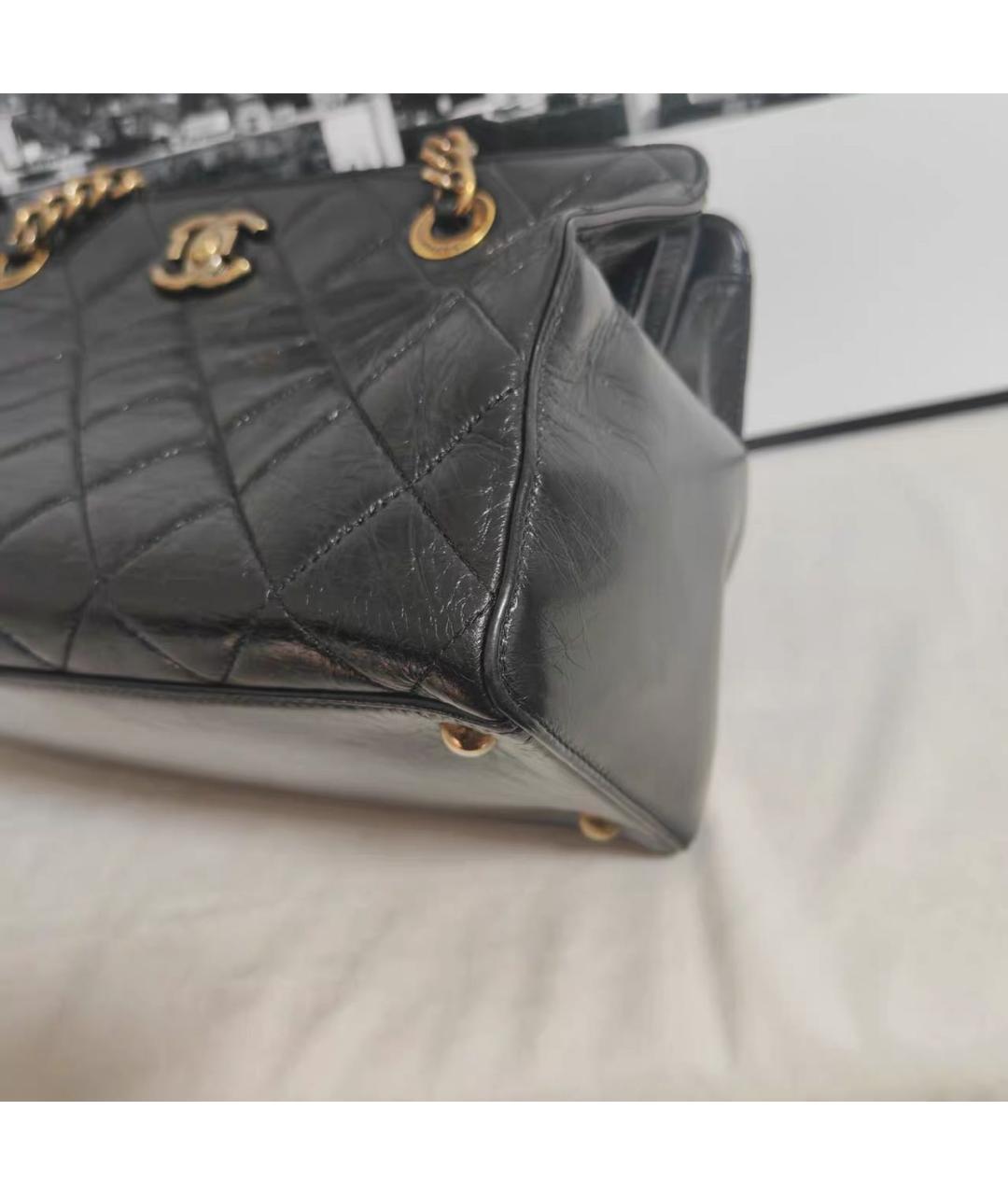 CHANEL Черная кожаная сумка тоут, фото 6