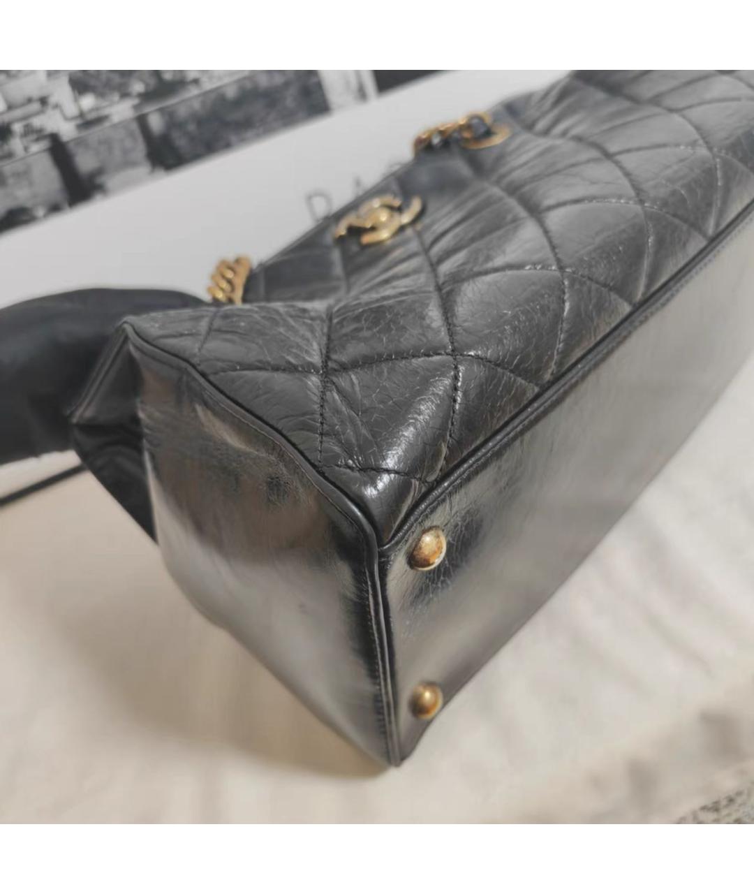CHANEL Черная кожаная сумка тоут, фото 7