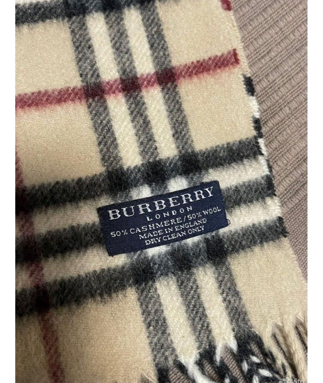 BURBERRY Бежевый кашемировый шарф, фото 3