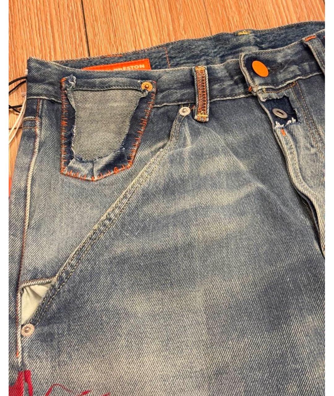 HERON PRESTON Темно-синие хлопковые прямые джинсы, фото 4