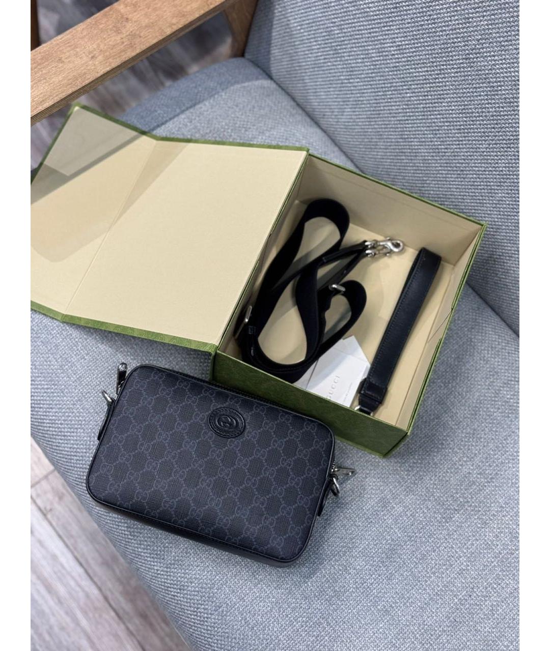 GUCCI Черная сумка на плечо из искусственной кожи, фото 3