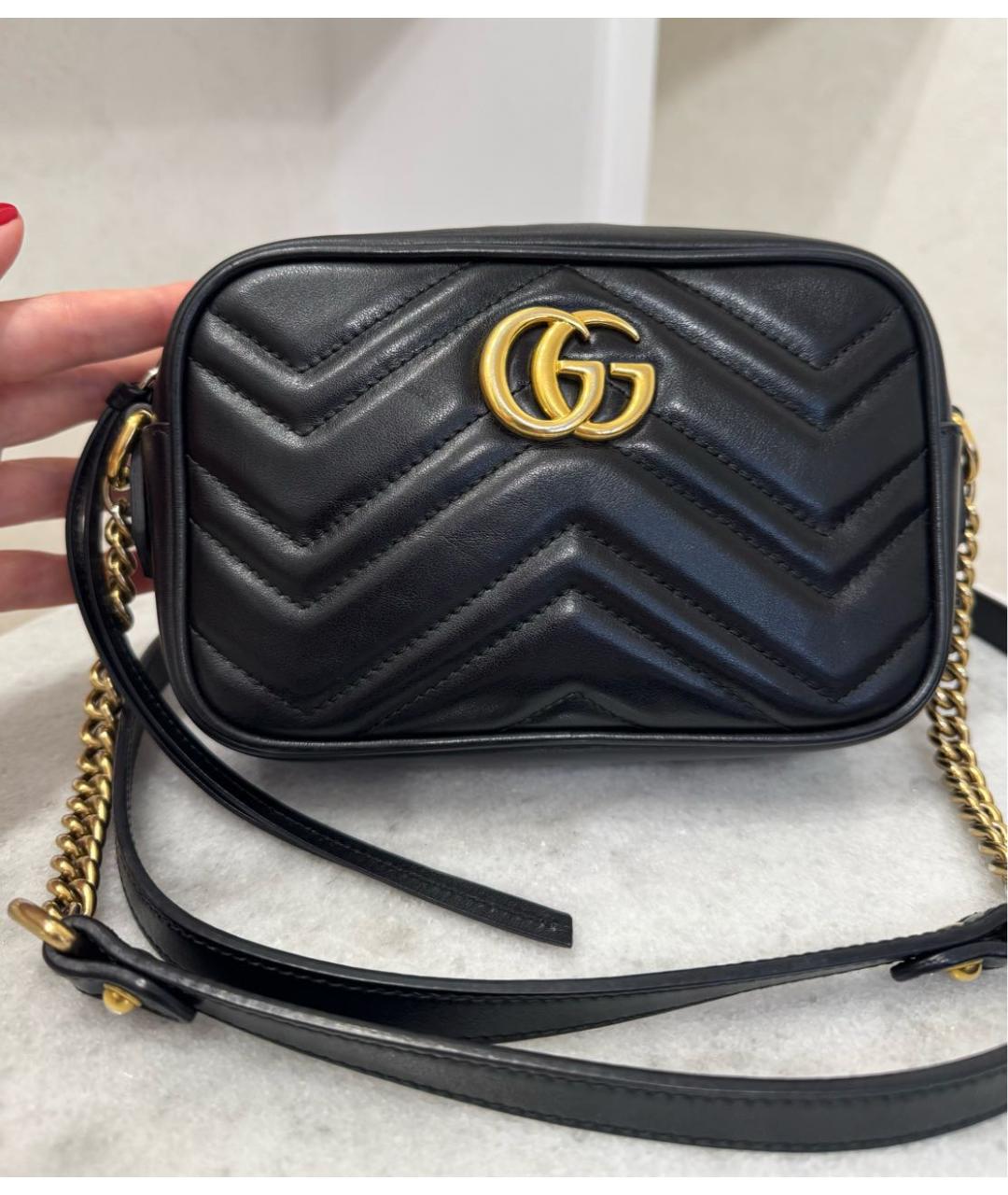 GUCCI Черная кожаная сумка через плечо, фото 5