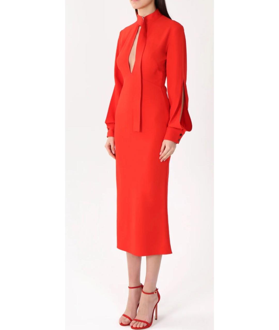 VICTORIA BECKHAM Красное вискозное повседневное платье, фото 4