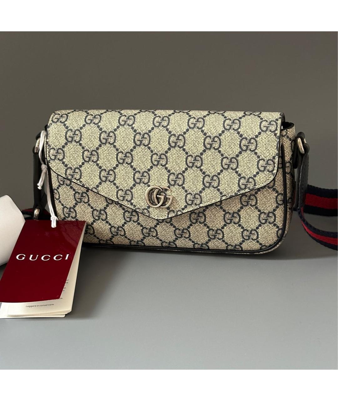 GUCCI Бежевая кожаная сумка через плечо, фото 4