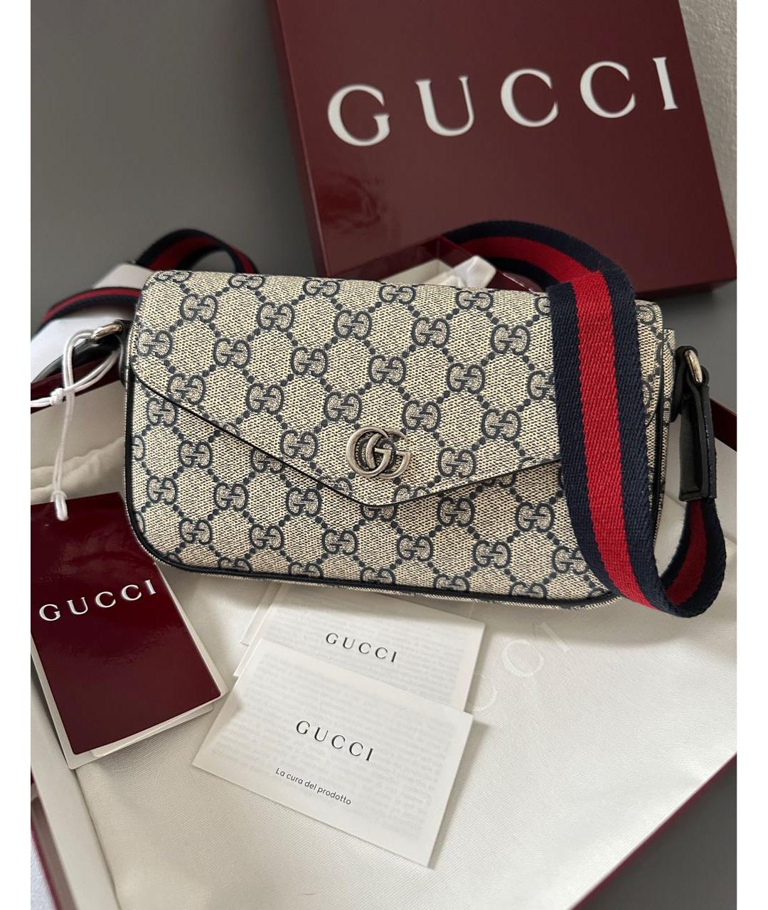 GUCCI Бежевая кожаная сумка через плечо, фото 2