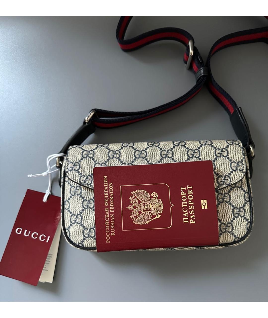 GUCCI Бежевая кожаная сумка через плечо, фото 5