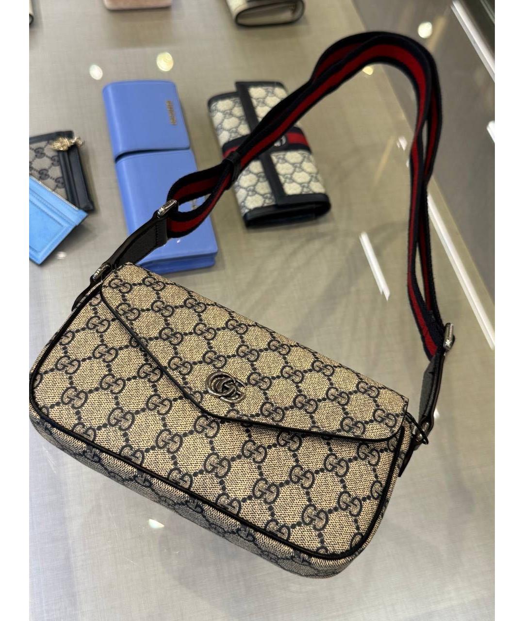 GUCCI Бежевая кожаная сумка через плечо, фото 7