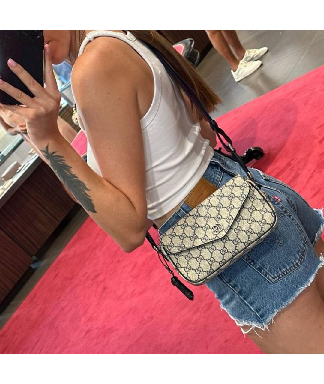 GUCCI Бежевая кожаная сумка через плечо, фото 8