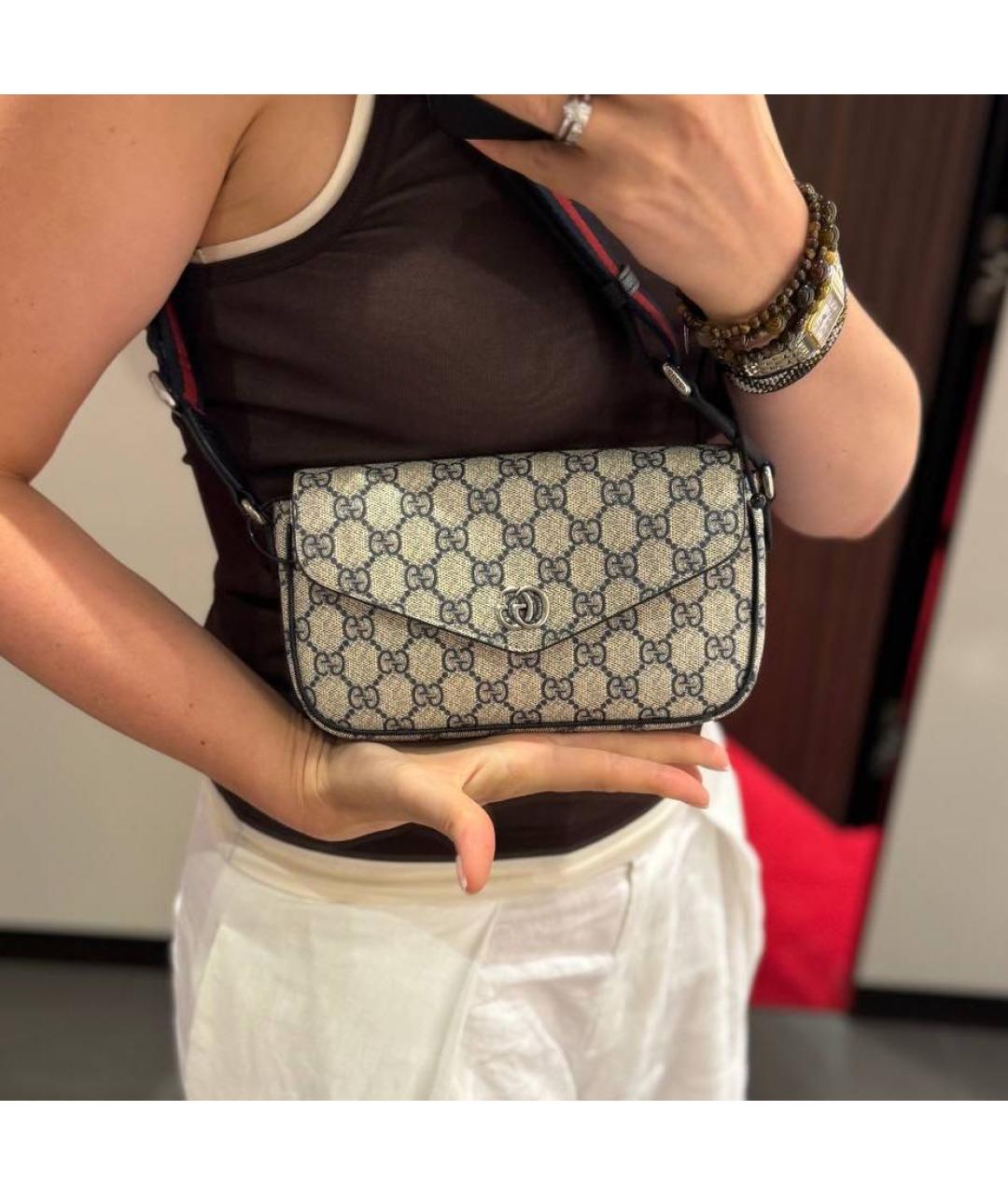 GUCCI Бежевая кожаная сумка через плечо, фото 6