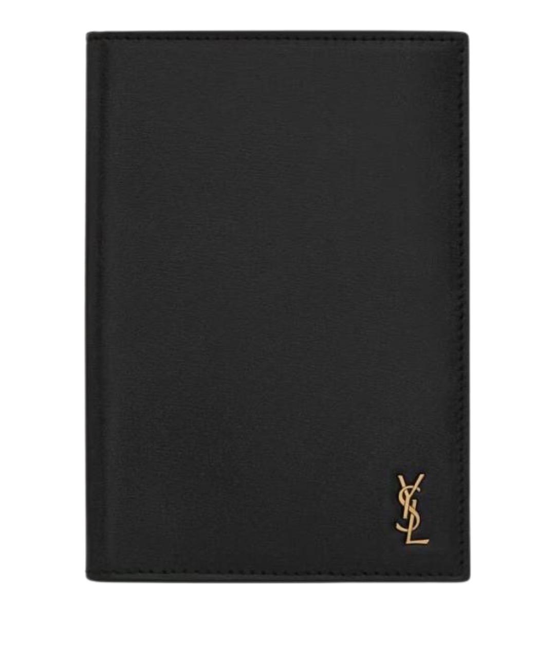 SAINT LAURENT Черная кожаная визитница, фото 1