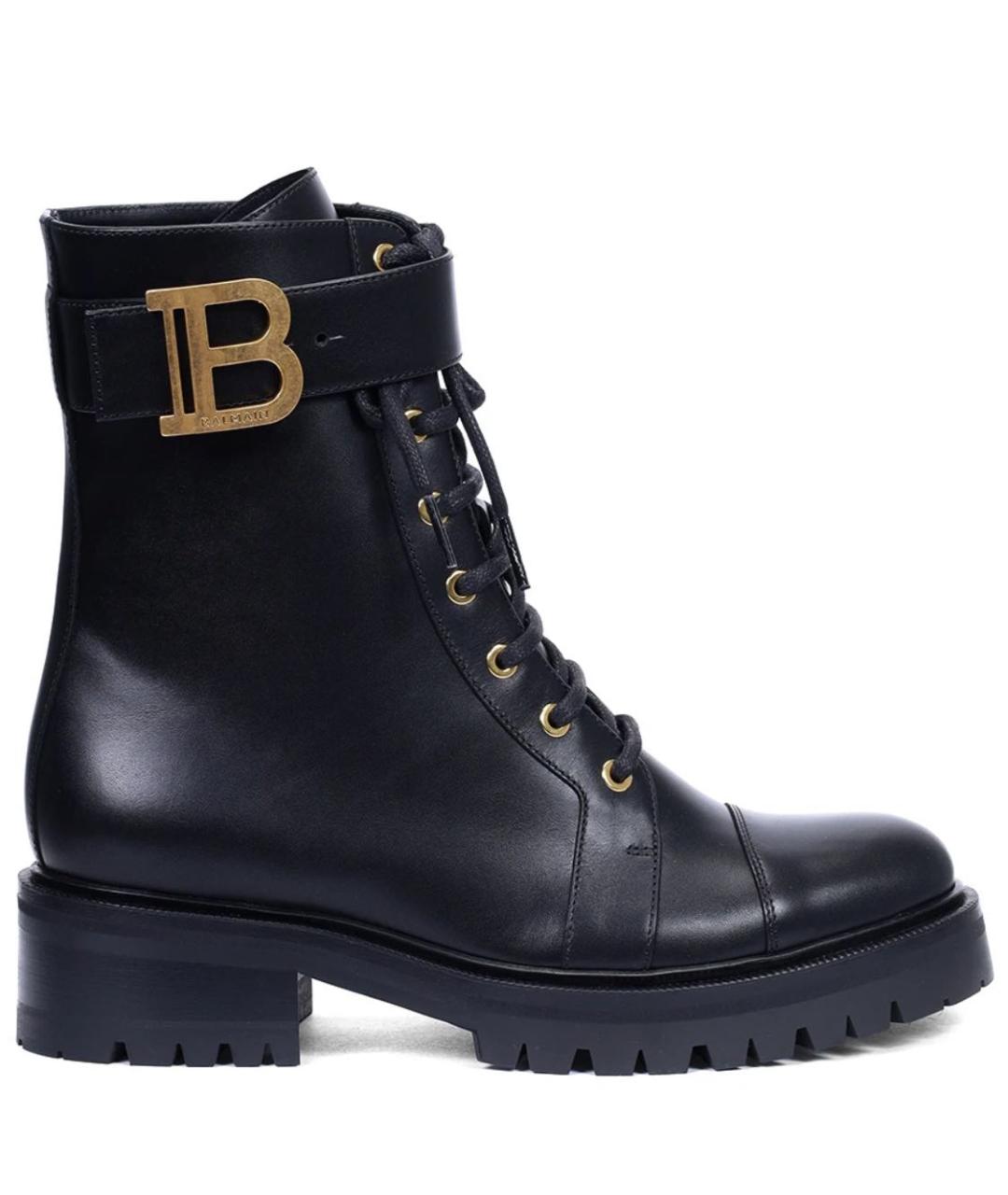 BALMAIN Черные кожаные ботинки, фото 1