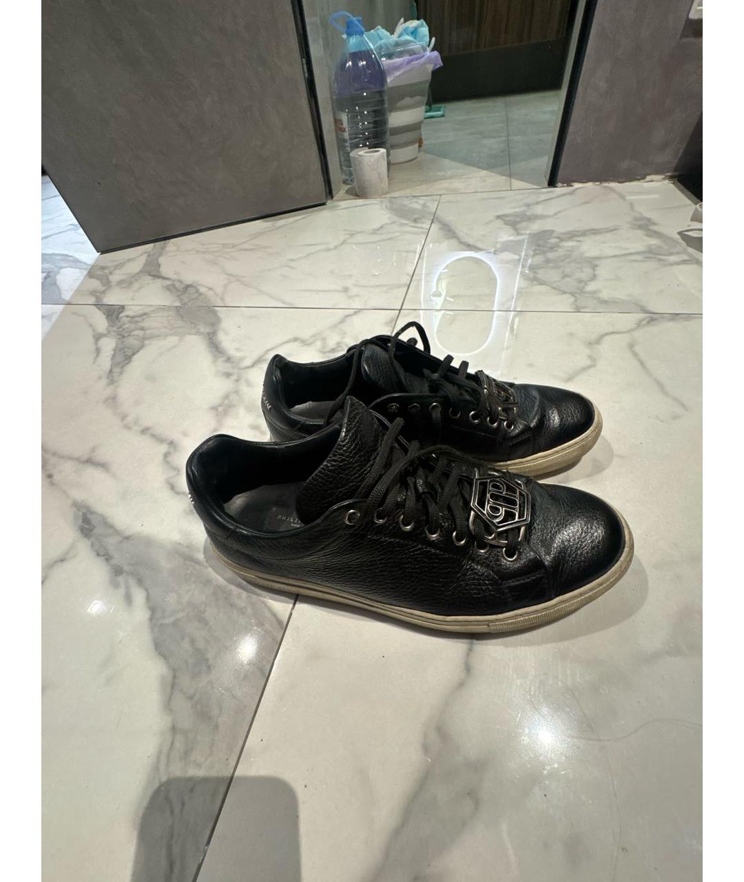 PHILIPP PLEIN Черные кожаные слипоны, фото 5