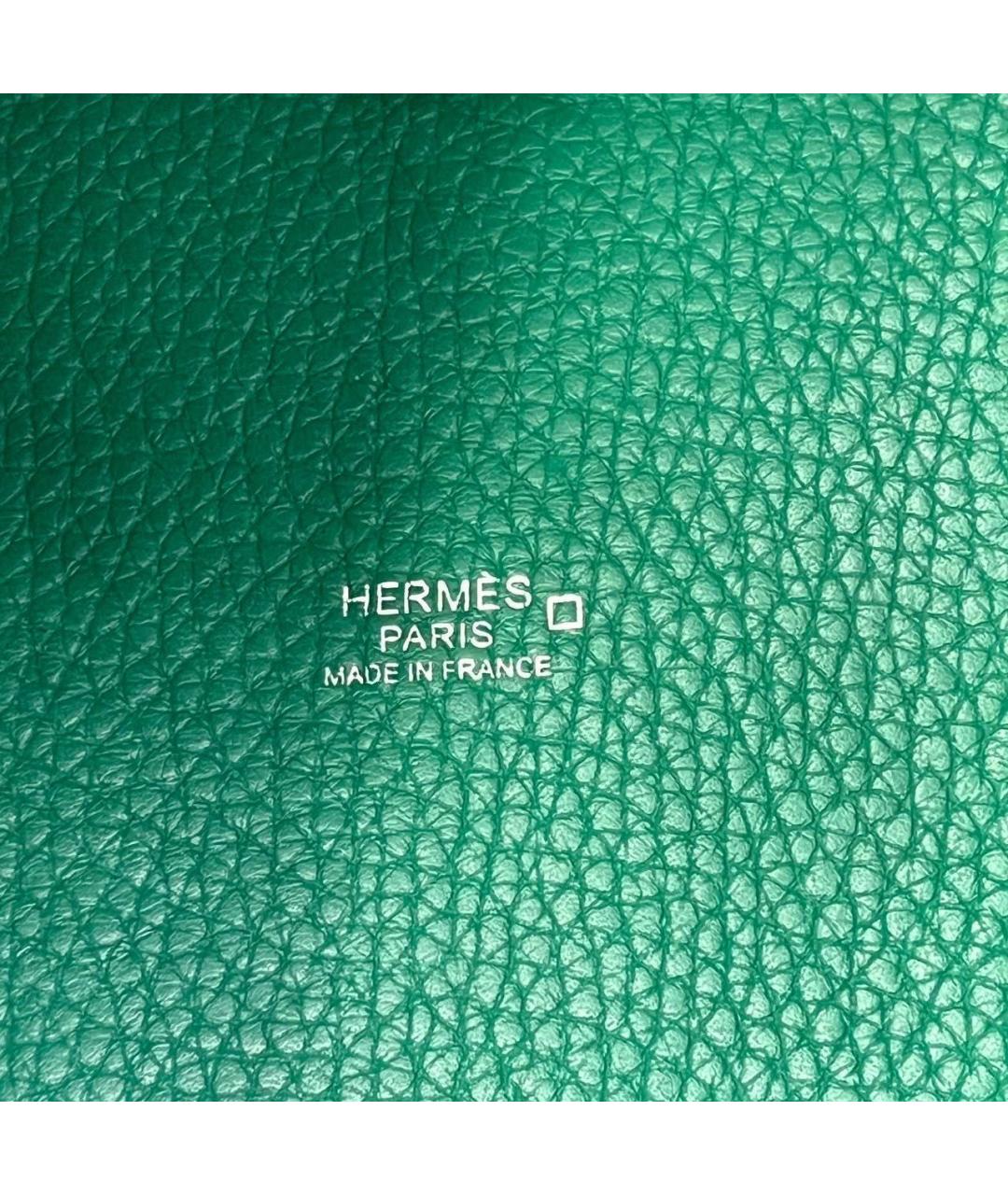 HERMES Зеленая сумка с короткими ручками из экзотической кожи, фото 7